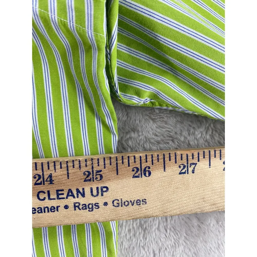 Polo Ralph Lauren Regent Custom Fit Green Blue Stripe Button Down Shirt Men's XL